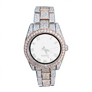 Reloj de Lujo para Hombre de Acero Inoxidable con Diamantes Moissanite, Caja Redonda, Cierre Plegable de Cuarzo Analógico, Brazalete de Moda - Product Image 1
