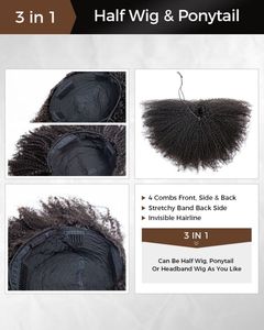 Perruques Bandeau Cheveux Humains 100% <span class=keywords><strong>Afro</strong></span> Crépus 4A 4B 4C Brésiliens, Vente en Gros Perruque Naturelle Cheveux Humains Vierge Bruts sans Lacet pour Femmes Noires - Product Image 5