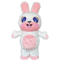Costume de mascotte de lapin rouge gonflable en coton QUTENG de 2 m, unisexe, pour adulte, costume de lapin en peluche pour la marche, pour les fêtes de carnaval