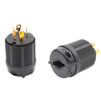 Aulipur 30A 250V NEMA L6 30, Juego de Enchufe y Receptáculo de Plástico de Cuatro Puntas Estilo Americano con Bloqueo Giratorio para Generador, Uso Industrial de Alta Resistencia