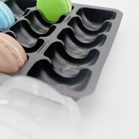 Boîte blister noire Biscuit de qualité alimentaire Plateau d'emballage en plastique PET Boîte d'emballage Macaron