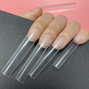 Puntas <span class=keywords><strong>de</strong></span> uñas cuadradas 3XL, 5,5 CM, 3XL, 12 tamaños, suministro personalizado, Etiqueta Privada, largas, cuadradas, transparentes, cubierta completa - Product Image 3