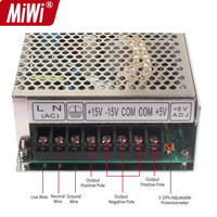 Alimentation à découpage MiWi T-100C à triple sortie multiple 5V 10A 15V 2.5A -15V 1A 100W CE pour entrée 85-264VAC