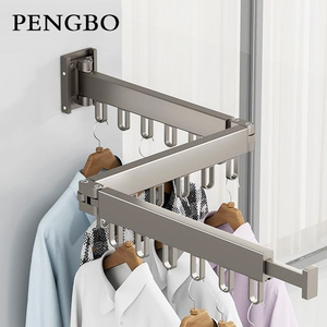 A0105 Folding clothes drying rack Hanger Wall Mount Retractable Cloth Drying Rack Space Saving Aluminum Home Laundry extend clot