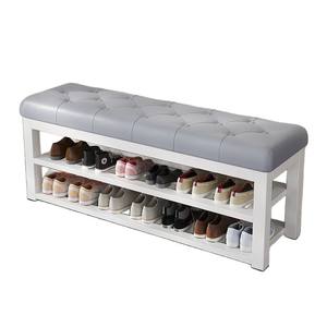Banc à chaussures avec rangement, étagère multi-niveaux et assise rembourrée pour entrée et usage domestique - Product Image 5