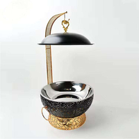 Chauffe-plat de buffet professionnel 8L en acier inoxydable noir avec chauffage au gaz et au combustible pour hôtels et traiteurs