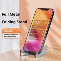 Support de téléphone portable et tablette pliable en aluminium, en forme de V, portable, simple, mini, pour bureau, avec base en silicone antidérapante