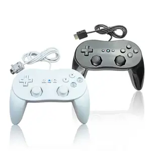 Controle de jogos para nintendo wii, joystick clássico com fio, preto e branco