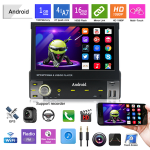 Bảng Điều Khiển Tự Động Có Thể Thu Vào Màn Hình Cảm Ứng <span class=keywords><strong>7</strong></span> <span class=keywords><strong>Inch</strong></span> Indash Đơn Din <span class=keywords><strong>Android</strong></span> Xe <span class=keywords><strong>Video</strong></span> Stereo Gps Với Đài FM BT SD USB AUX - Product Image 2