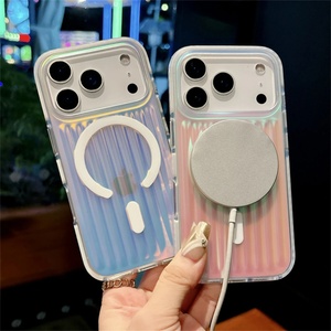 Corrugated Frosted Aurora Shockproof Magnetic Phone Case Cover for iPhone 17 Pro Max 13 14 15 16 Air High End <b>Wireless</b> Charging - Product Image 1