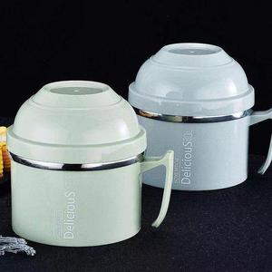 Boîte à lunch isotherme en acier inoxydable DeliciousLife à double couche avec couvercle pour étudiants et usage professionnel - Product Image 1