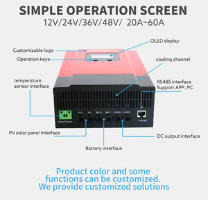 Ipandee Factory Vollautomatischer <span class=keywords><strong>Esmart3</strong></span> 12V 24V 36V 48V Solar-Laderegler MPPT 20A - Product Image 4