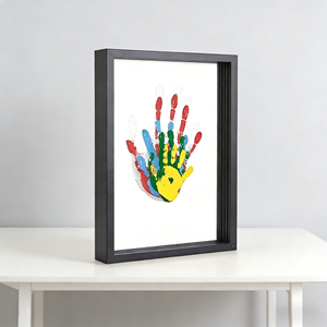 <span class=keywords><strong>Kit</strong></span> souvenir empreinte de main de bébé tout-en-un, cadre en bois avec fentes en acrylique, 6 peintures non toxiques incluses, coffret cadeau souvenir nouveau-né - Product Image 3