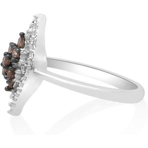 Bague Ornaatis Diamond Cluster 0,52 carats en argent sterling blanc et marron à taille ronde, design géométrique pour un usage quotidien féminin - Product Image 3