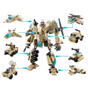 De gros robot tranformer-Blocs militaires Réservoir de Jouet Avion Transformer Robot Legoing Enfants Bloc De Construction Éducatif