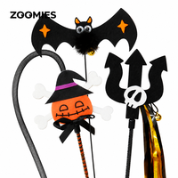 Lot de jouets baguette à chat pour Halloween avec citrouille, araignée, chauve-souris, cloche et pompons pour chats d'intérieur