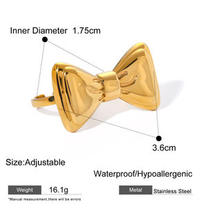 Anillo Doble Ajustable de Acero Inoxidable 316L con Baño de Oro PVD de 14k/18k, Resistente al Agua y al Deslustre, para Mujer - Product Image 5