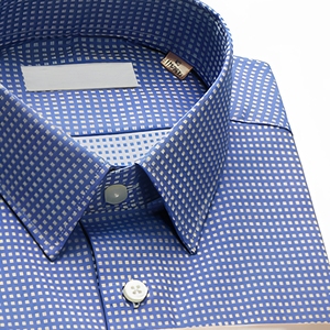 Camisas OEM/ODM para hombre Camisas de vestir <span class=keywords><strong>a</strong></span> <span class=keywords><strong>cuadros</strong></span> <span class=keywords><strong>azules</strong></span> Camisas de manga larga con puños franceses para hombre - Product Image 4