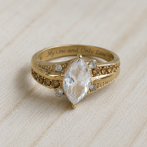 Anello con Pietra Marquise Bicolore, Gioiello da Dito Semplice e alla Moda per Donne in Lega - Product Image 4