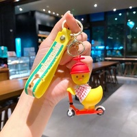 Porte-clés en caoutchouc pour scooter, ours et canard adorable, pour sac à dos de couple, léger, avec design simple