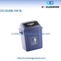 Poubelle à poussoir en plastique robuste O-Cleaning 58L pour extérieur, poubelle de cuisine intérieure, poubelle pour bureau/hôtel/école/patio