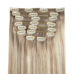Extensiones de Cabello Humano Remy 100% con Clip, Color Rubio Ceniza, 150g~180g, 10 Piezas - Product Image 3