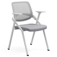 Chaise de formation avec tableau d'écriture, accoudoirs pliables, matériau en maille, structure métallique, design moderne, base roulante pour salles de formation/réunions