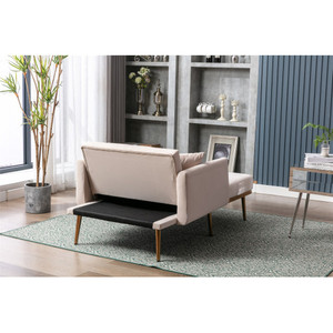 COOLMORE-silla moderna con marco de madera para sala de estar, Sillón relajante de terciopelo con estilo de ocio - Product Image 5