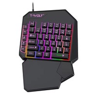 TWOLF Clavier de jeu filaire à une main avec rétro-éclairage LED Mini Keycap mécanique de vente chaude pour téléphone et ordinateur