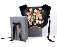 Boîte d'emballage de fleurs couverture rigide impression personnalisée logo papier cadeau rose boîte à fleurs Saint Valentin