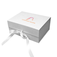 Boîte en carton magnétique avec logo personnalisé, emballage pour extensions de cheveux, doublure en satin, papier écologique, ruban de luxe, boîtes cadeaux