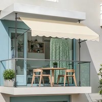 Auvent rétractable moderne en aluminium sans perçage, à manivelle, en tissu Oxford imperméable, pour toutes les saisons, pare-soleil mural
