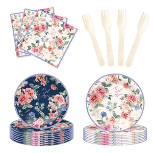 DAMAI 2025 Nuevo Juego de Vajilla Elegante con Diseño Floral, Incluye Platos, Servilletas y Tazas para Fiestas de Té, Baby Shower, Sirve para 8 Personas - Product Image 4