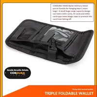 Dompet Taktis EDC Pria Multifungsi Kapasitas Besar PU Nylon Tempat Kartu ID Lipat Portabel