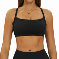 Soutien-gorge de yoga personnalisable pour femme, séchage rapide, maintien moyen, bretelles réglables, dos croisé simple et doux, extensible, avec logo frontal et bretelles croisées