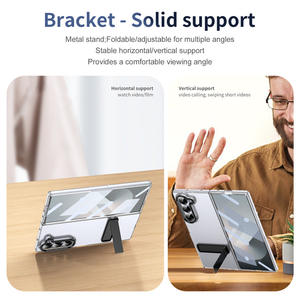 Funda delgada transparente para PC, protección completa dura, funda con soporte de Metal para <span class=keywords><strong>Samsung</strong></span> Galaxy Z <span class=keywords><strong>Fold</strong></span> 6 5 <span class=keywords><strong>4</strong></span> con vidrio templado - Product Image 5