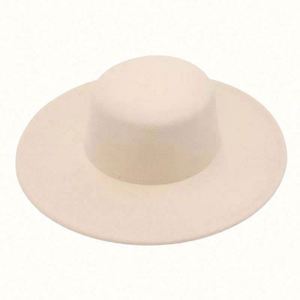 2023 New Eco-Friendly Custom <b>Silk</b> Screen Printed Polyester Flat Top Bowler Fedora Jazz French Wide Brim Women Promotional - Product Image 3
