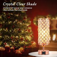 Lampe de table moderne en cristal à commande tactile à 3 niveaux de luminosité, LED 3500K blanc chaud, protection des yeux, rose gold, ports USB-C, ampoule incluse
