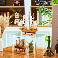 Présentoir en acrylique transparent à 4 pieds, support rectangulaire surélevé, plateforme de rangement pour objets de collection, figurines miniatures