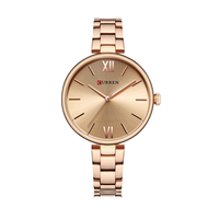 Reloj de Pulsera de Acero Inoxidable de Lujo Curren 9017 para Mujer, Reloj de Cuarzo Resistente al Agua, Color Oro Rosa, Logotipo Personalizado, Reloj de Vestir para Mujer