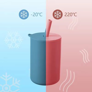 Gobelet en silicone portable personnalisable pour bébé, sans BPA, couleur unie, qualité alimentaire, anti-déversement, 150 ml, avec paille - Product Image 4