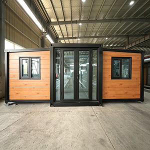 Maison conteneur moderne préfabriquée, robuste, résistante aux intempéries, avec ailes extensibles, pour villa, avec salle de bain préinstallée, cabine de vie, pour chantier temporaire - Product Image 1