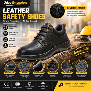 Zapatos de Seguridad de Cuero con Punta de Acero y Diseño Buffalo Apollo para Hombre, Corte Bajo, Suela de PU, Transpirables, Calzado de Protección Industrial para Fábrica - Product Image 1