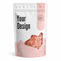Sachet d'emballage alimentaire personnalisé avec fenêtre unique, pochette refermable à fermeture éclair pour sel rose de l'Himalaya