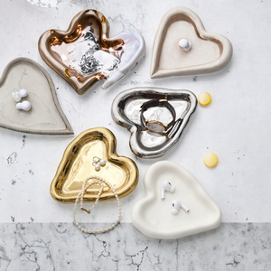 Bandeja de Cerámica Inspirada en el Art <span class=keywords><strong>Deco</strong></span>, con Forma de Corazón, para Joyas, Decoración del Hogar, Almacenamiento de Llaves, Accesorio para Fotos, Decoración Navideña - Product Image 3