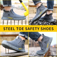 Sepatu Safety Pria GUYISA Anti-benturan dan Anti-tusuk untuk Bengkel Kerja, Anti-panas dengan Pelindung Baja di Ujungnya
