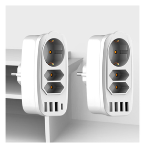 ปลั๊กไฟติดผนัง 7-in-1 ยอดนิยม แบบ EU ยุโรป พร้อมพอร์ต USB-A และพอร์ต USB-C รองรับแรงดันไฟฟ้า 100V-250V กำลังไฟ 4000W 16A มีเต้ารับไฟฟ้า 3 ช่อง - Product Image 1
