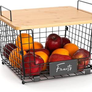 Kitchen Stainless Steel Modern Standing Type Double Tier Fruit Basket with Detachable Countertop <b>Rack</b> for Towel Storage - Product Image 1