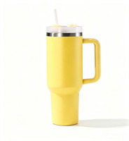 Gobelet isotherme à double paroi en acier inoxydable de 40 oz, fini mat, avec paille, résistant aux chutes, sans BPA, grand format, style américain
