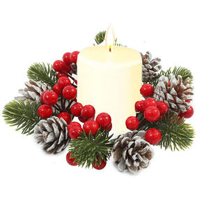 Hot-Selling Eco-Friendly Luxury Christmas Desktop Wreath Artificial Pine Cone Ornament Home Decoration <b>Candle</b> Holder Garlands - Product Image 4